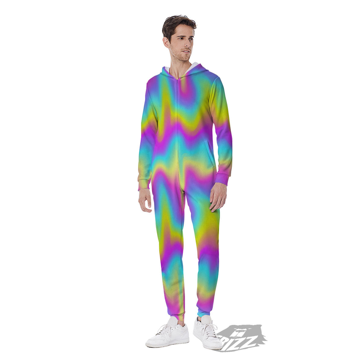 Flow Rainbow Print Pattern Men's Jumpsuit-grizzshop