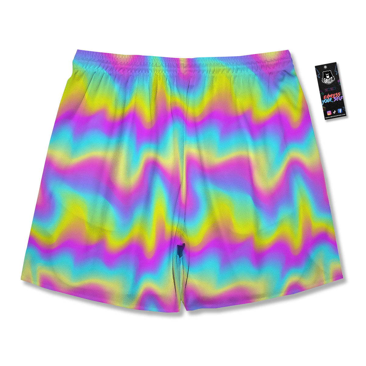 Flow Rainbow Print Pattern Men's Running Shorts-grizzshop