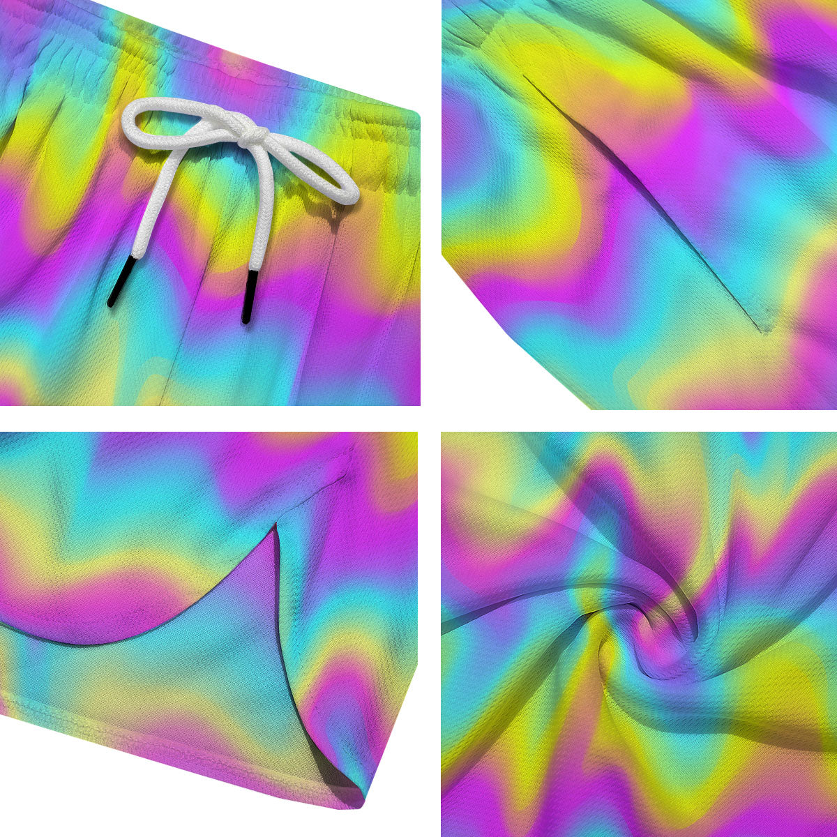 Flow Rainbow Print Pattern Men's Running Shorts-grizzshop