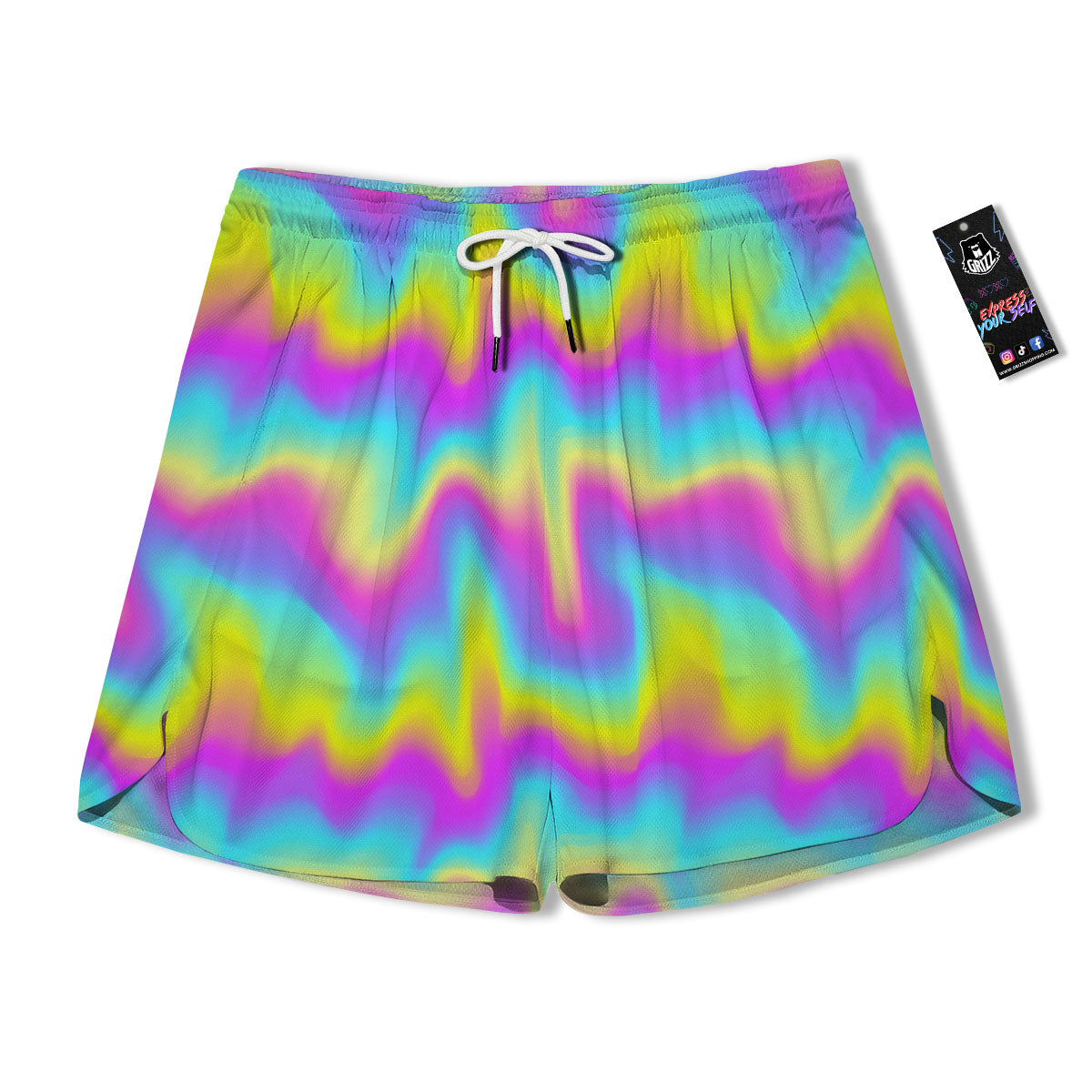 Flow Rainbow Print Pattern Men's Running Shorts-grizzshop