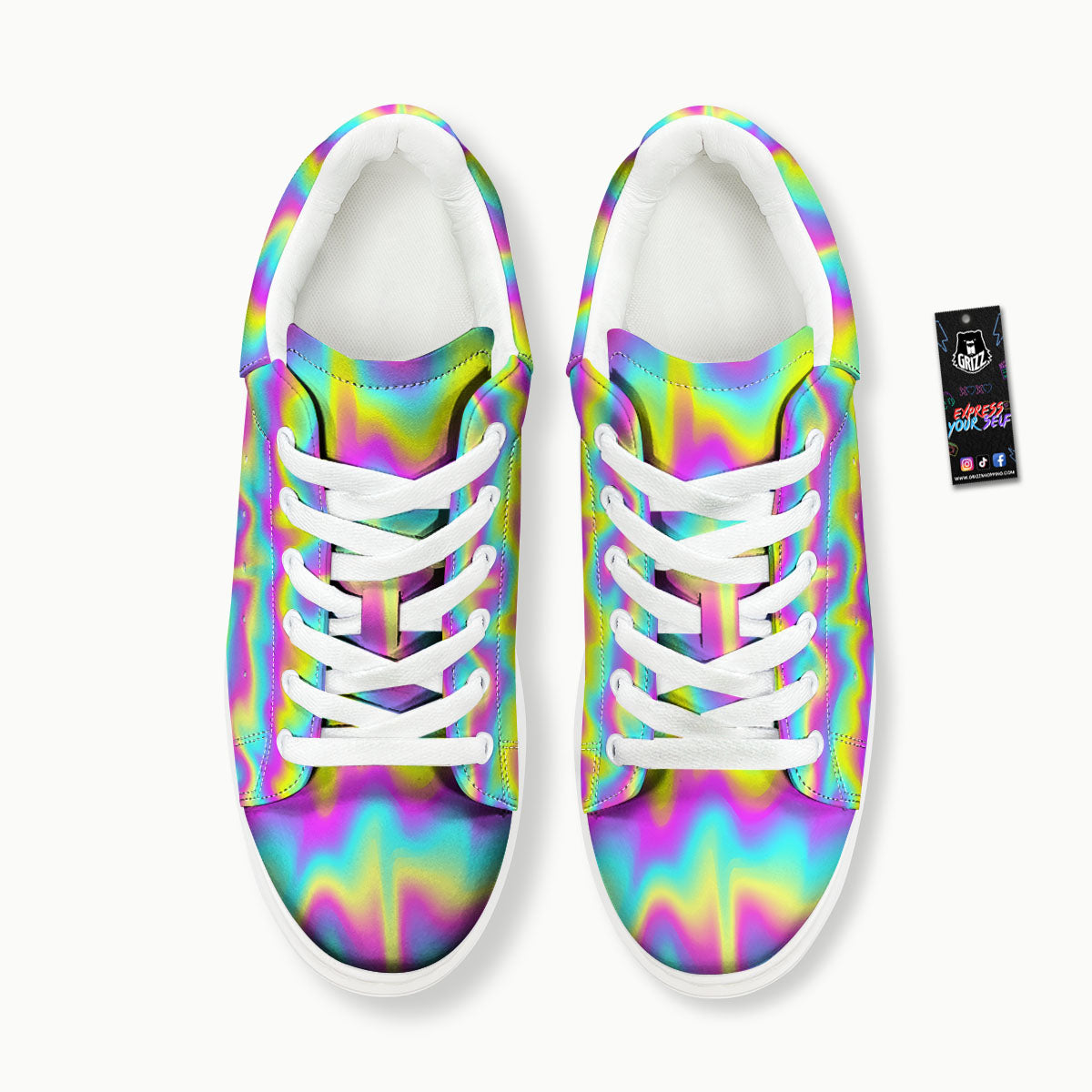 Flow Rainbow Print Pattern Platform Shoes-grizzshop