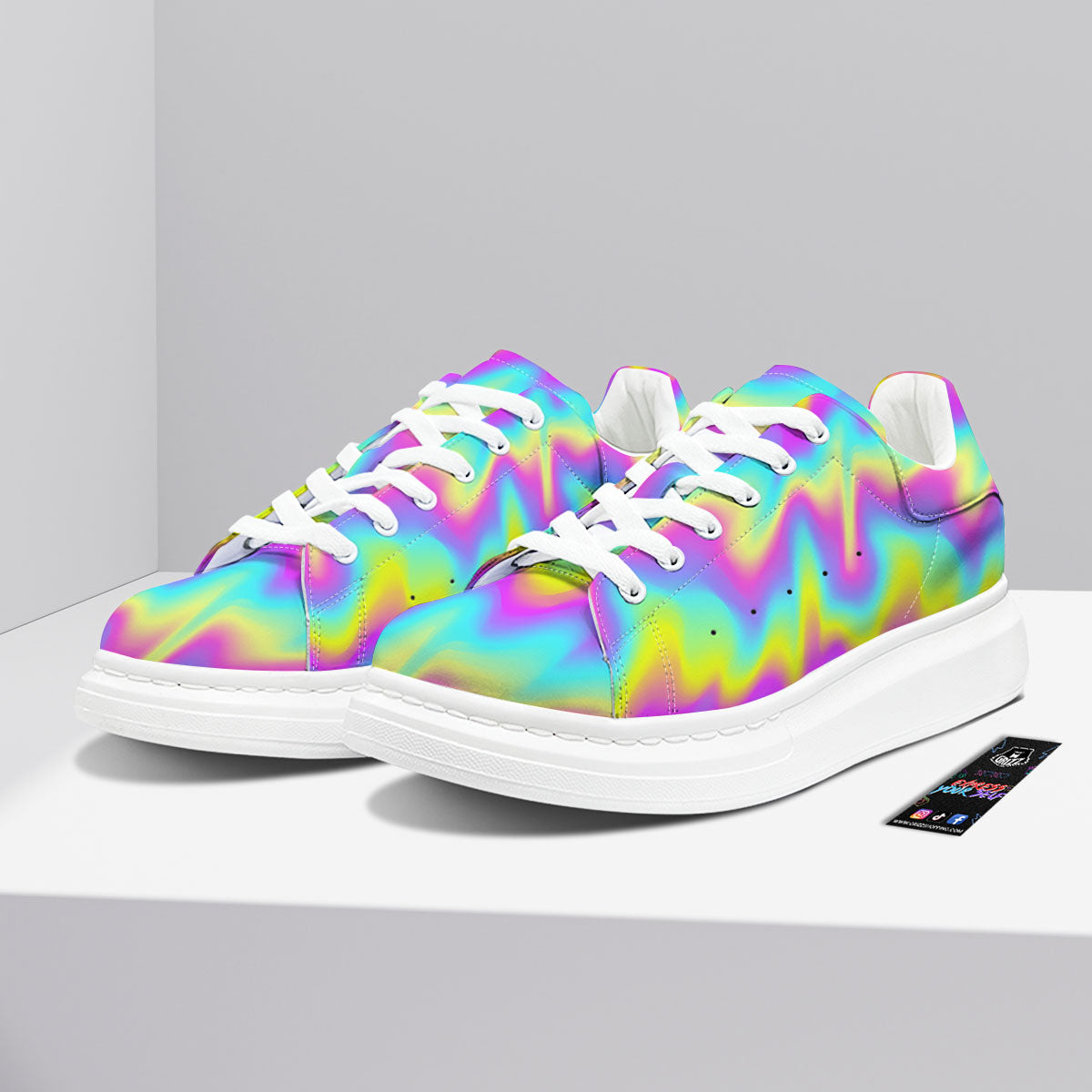 Flow Rainbow Print Pattern Platform Shoes-grizzshop