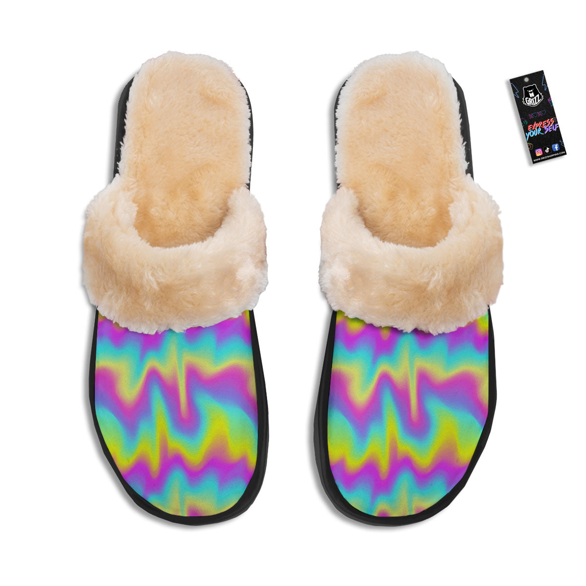 Flow Rainbow Print Pattern Slippers-grizzshop