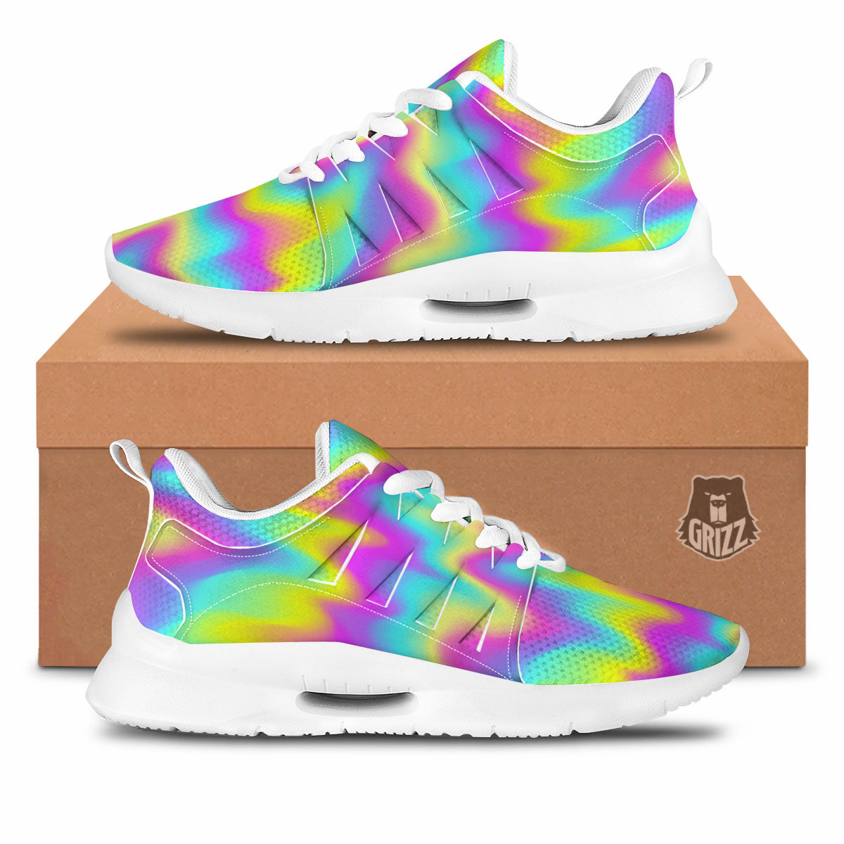 Flow Rainbow Print Pattern Tennis Shoes-grizzshop