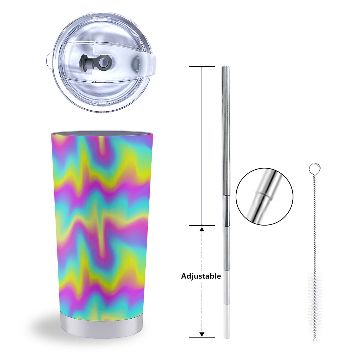 Flow Rainbow Print Pattern Tumbler-grizzshop