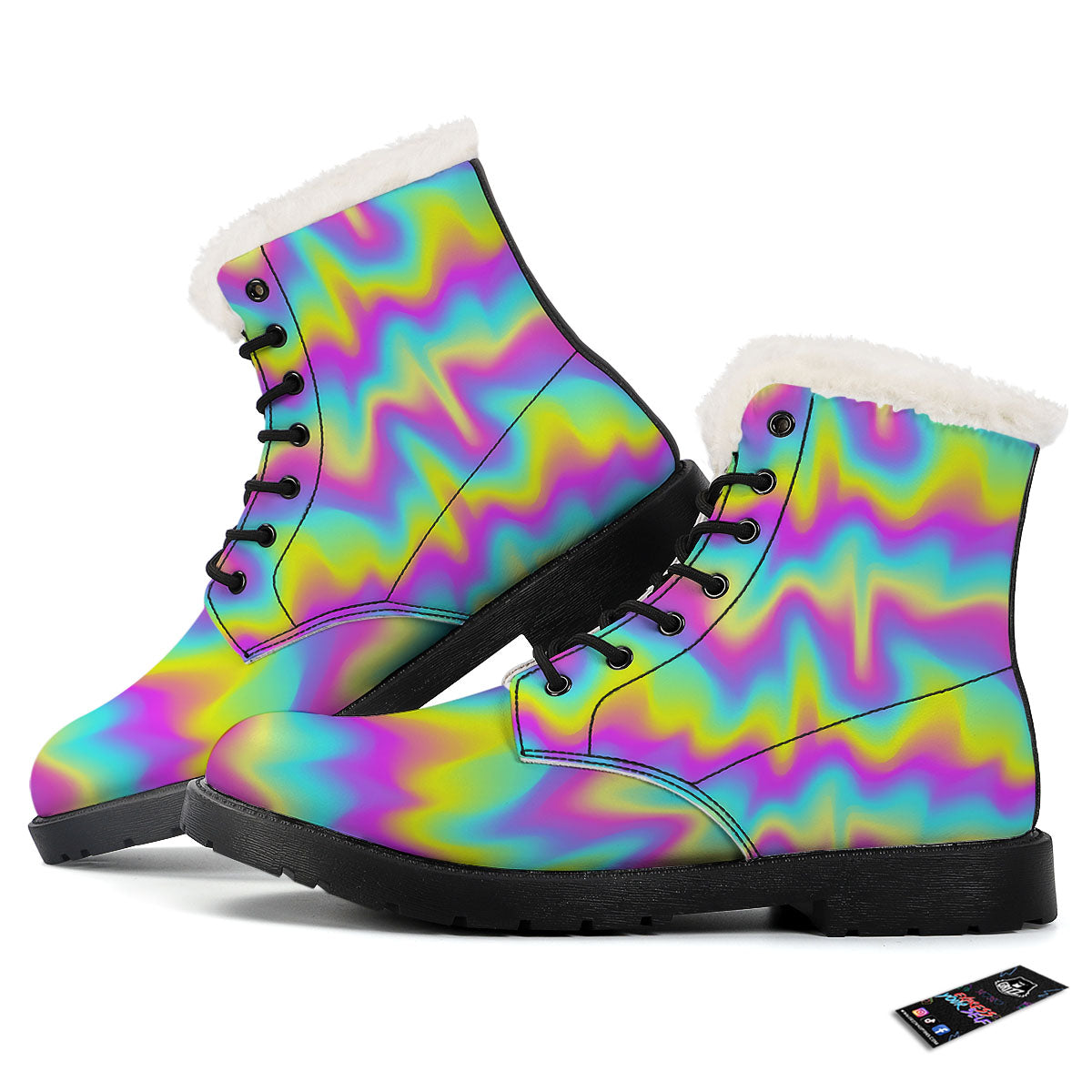 Flow Rainbow Print Pattern Winter Boots-grizzshop