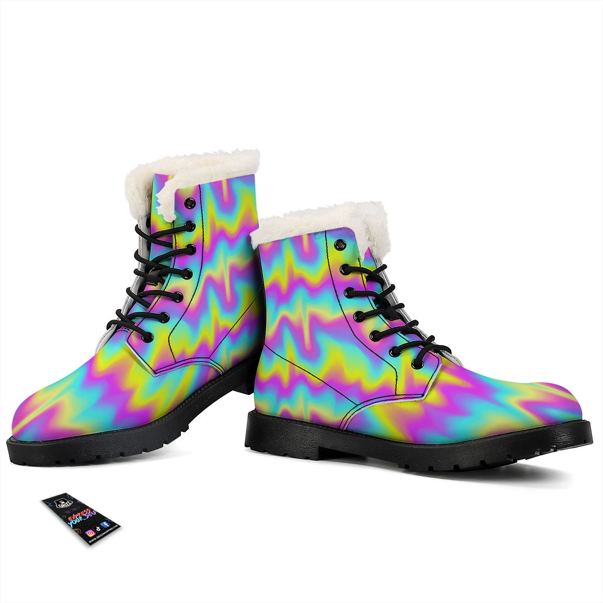 Flow Rainbow Print Pattern Winter Boots-grizzshop