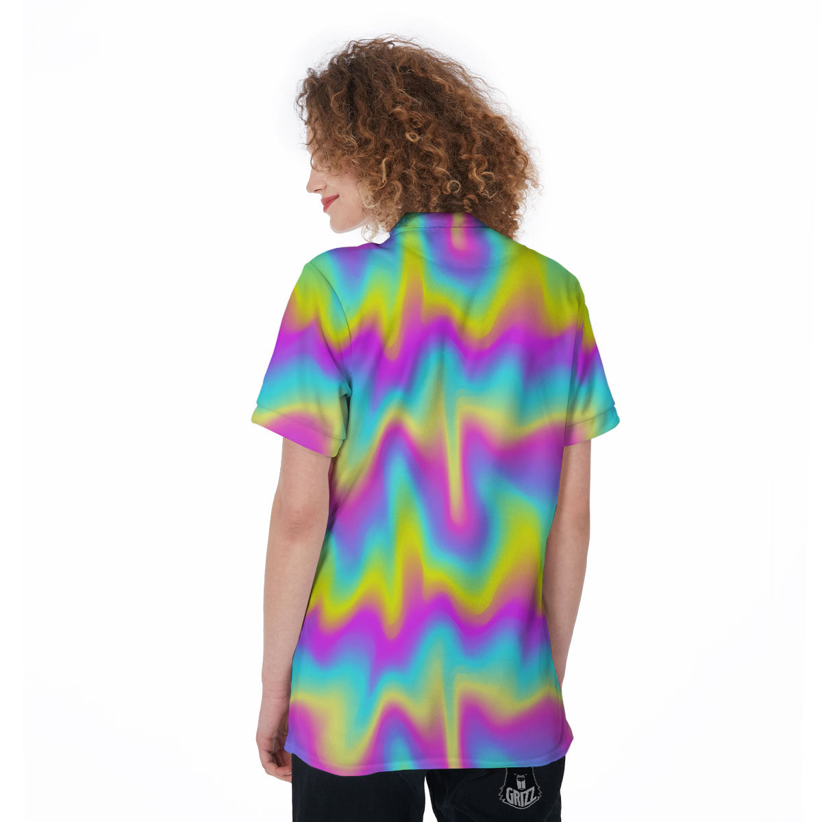 Flow Rainbow Print Pattern Women's Golf Shirts-grizzshop