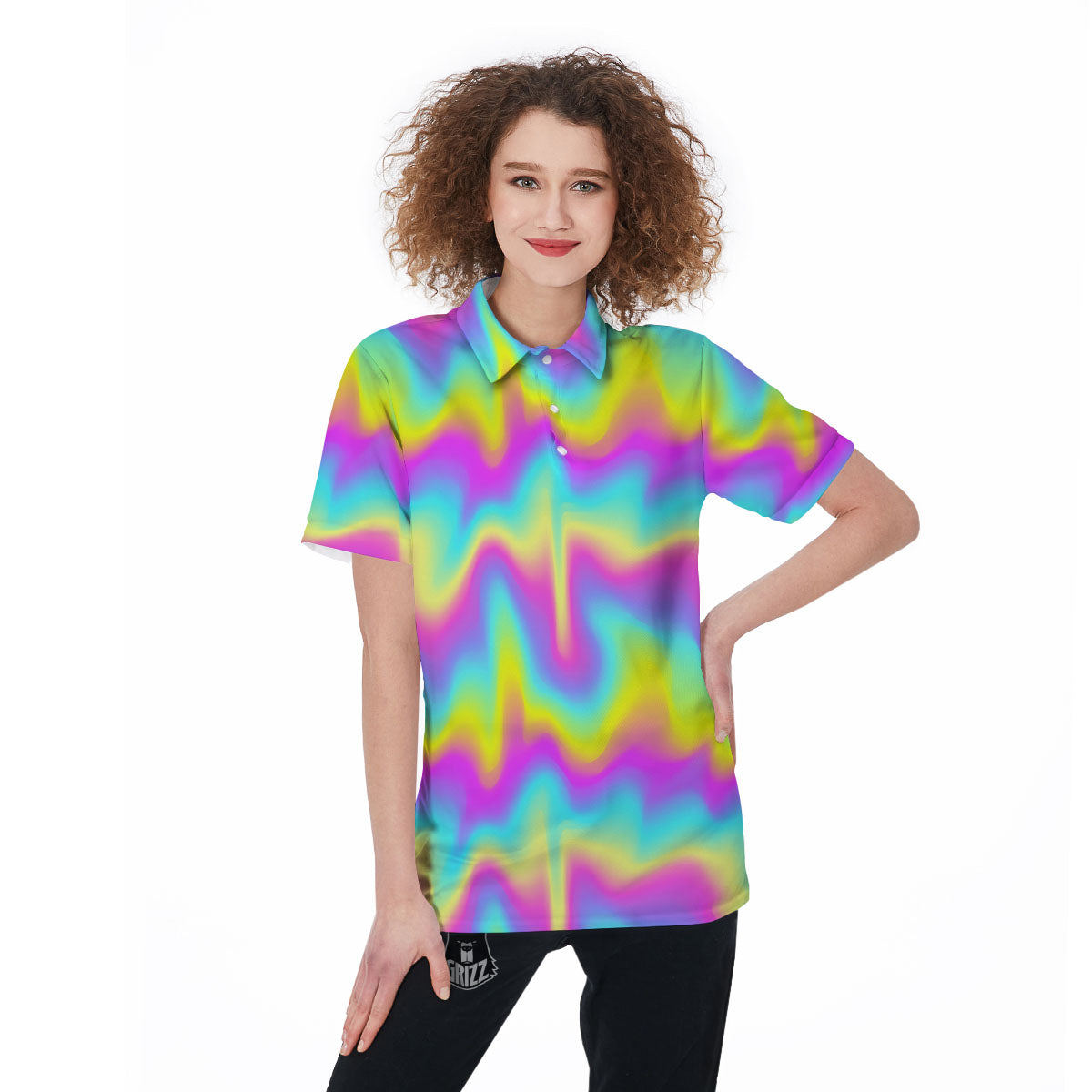 Flow Rainbow Print Pattern Women's Golf Shirts-grizzshop