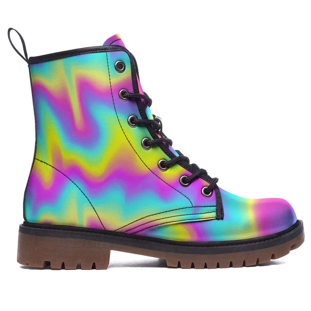 Flow Rainbow Print Pattern Work Boots-grizzshop