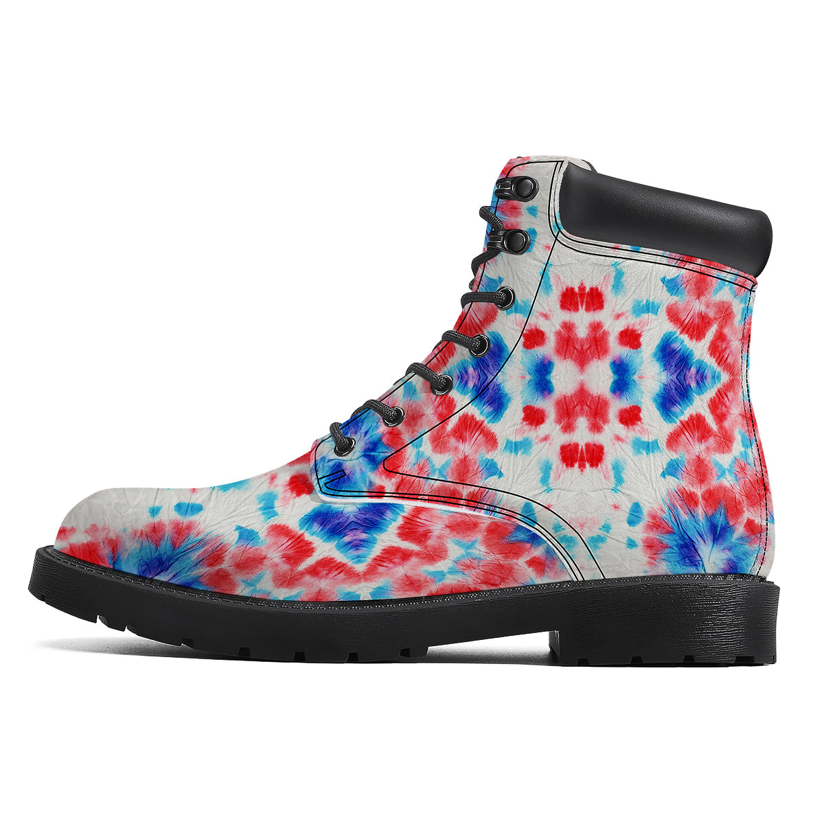 Flower Abstract Mark Red And Blue Print Boots-grizzshop