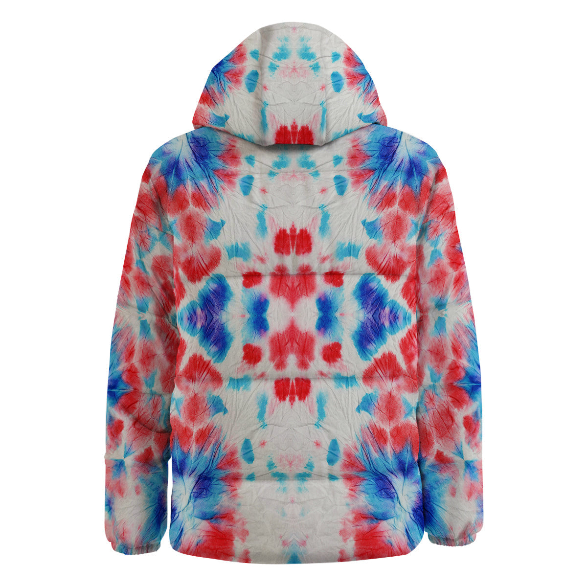 Flower Abstract Mark Red And Blue Print Down Jacket-grizzshop