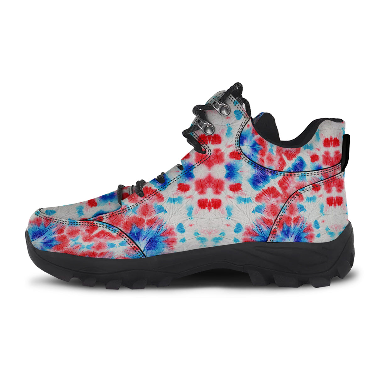 Flower Abstract Mark Red And Blue Print Hiking Shoes-grizzshop