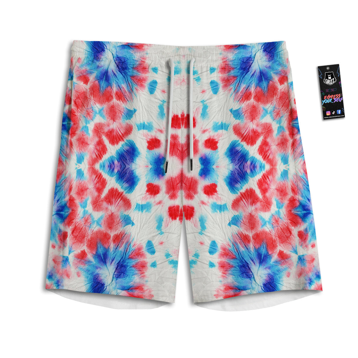 Flower Abstract Mark Red And Blue Print Men's Athletic Shorts-grizzshop