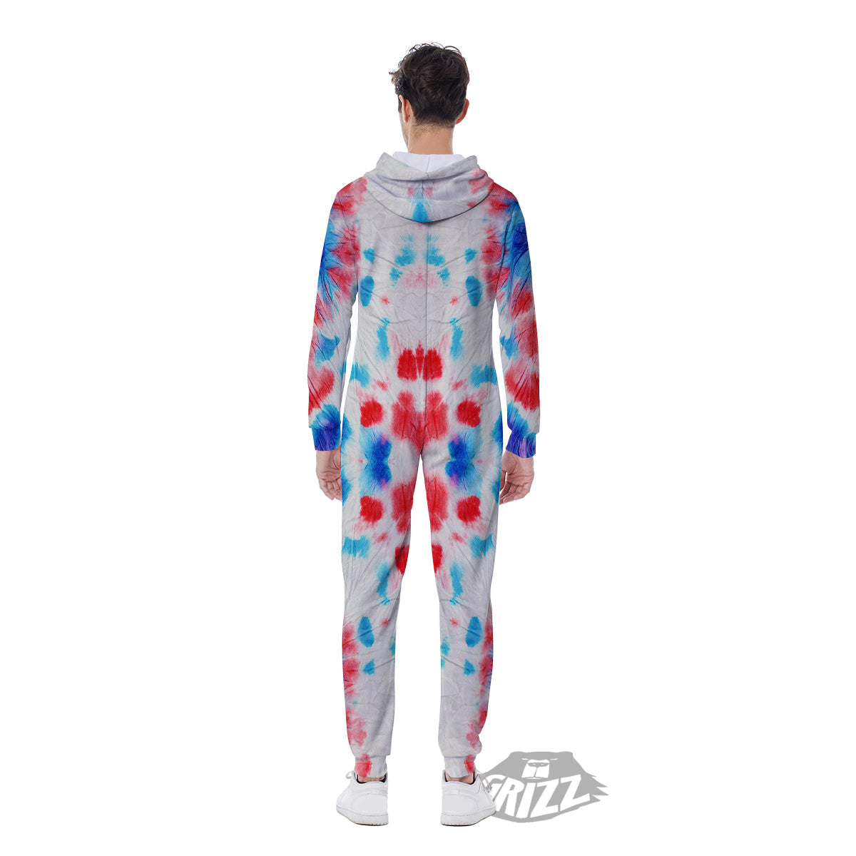 Flower Abstract Mark Red And Blue Print Men's Jumpsuit-grizzshop