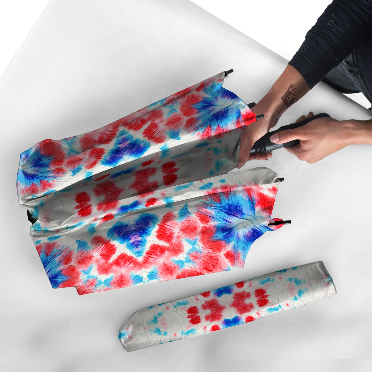 Flower Abstract Mark Red And Blue Print Umbrella-grizzshop