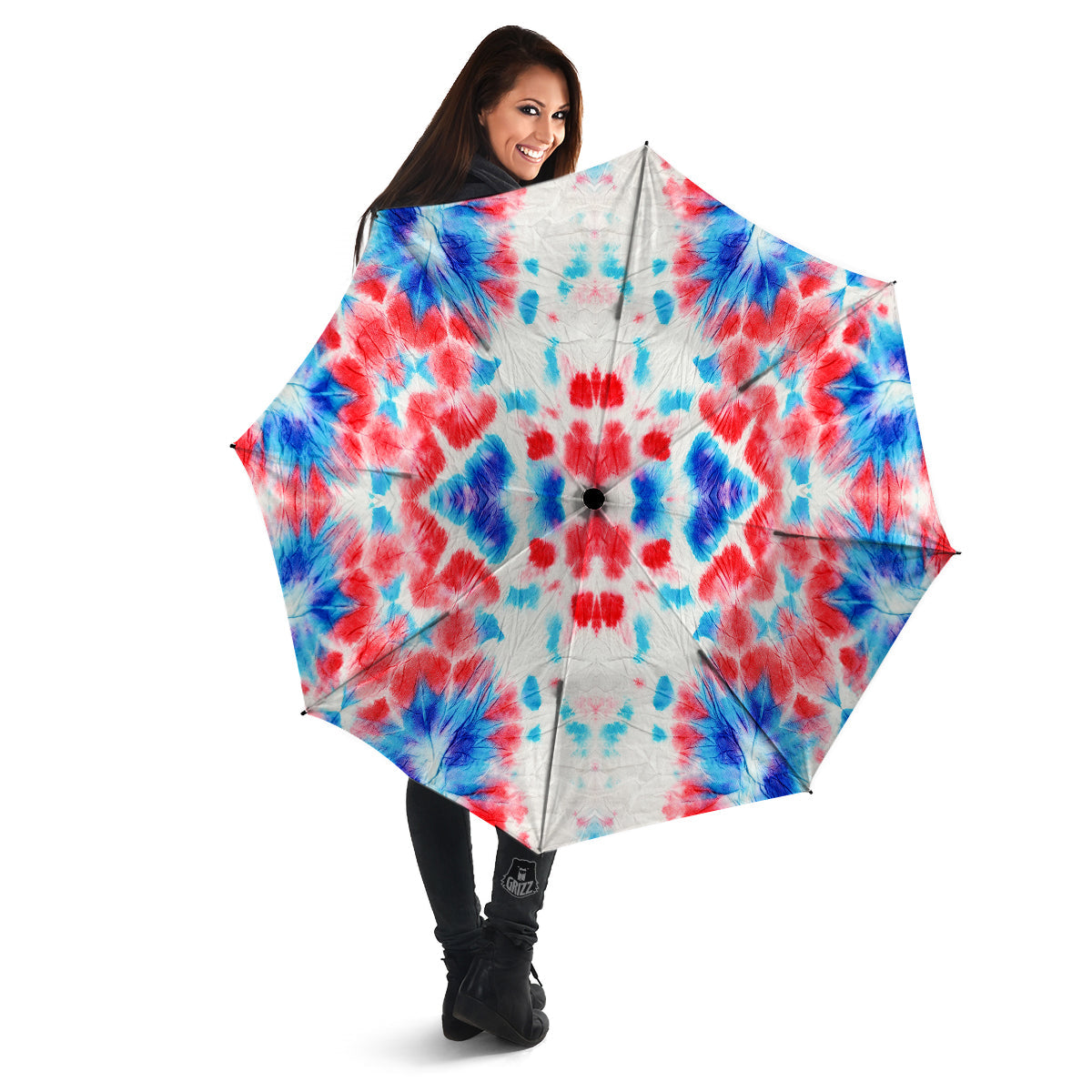 Flower Abstract Mark Red And Blue Print Umbrella-grizzshop