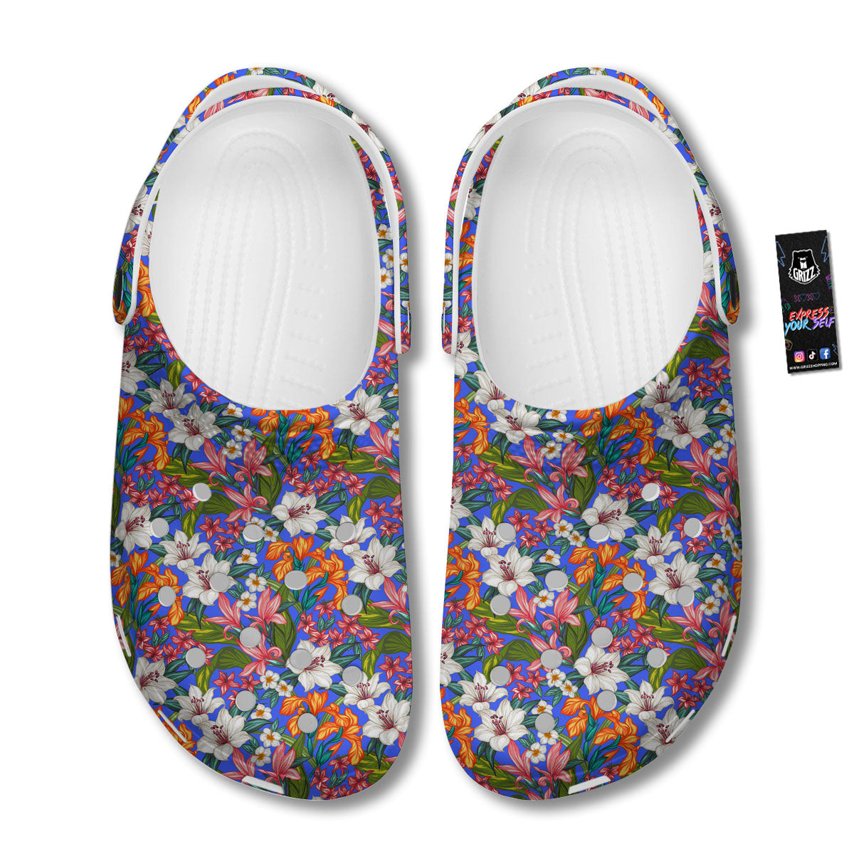 Flower Aloha Hawaiian Print Clog-grizzshop