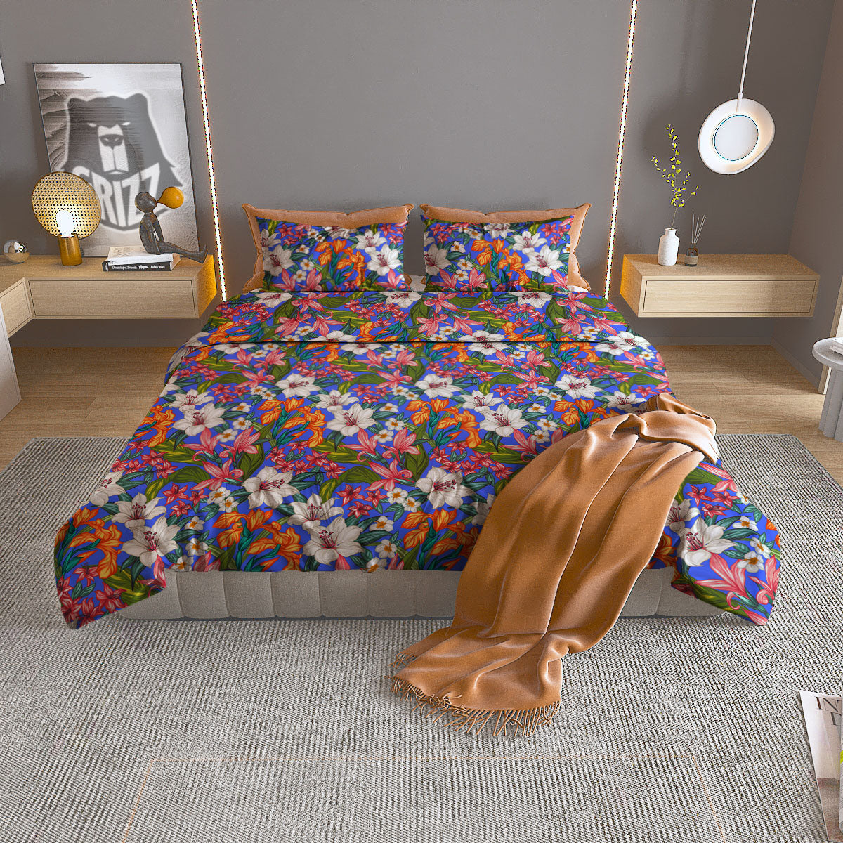 Flower Aloha Hawaiian Print Duvet Cover Bedding Set-grizzshop