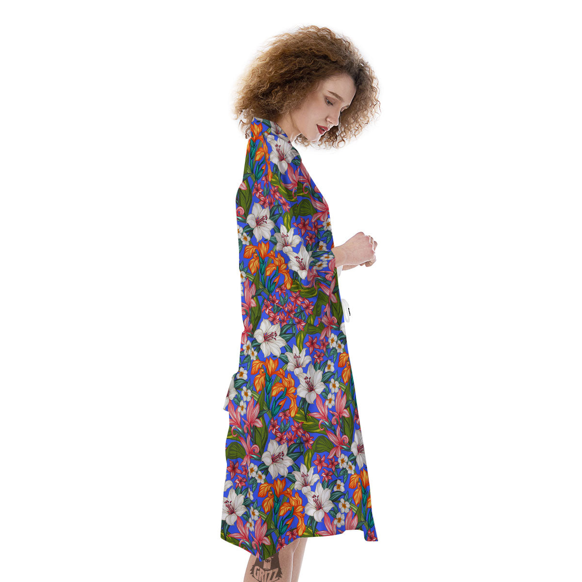 Flower Aloha Hawaiian Print Kimono-grizzshop