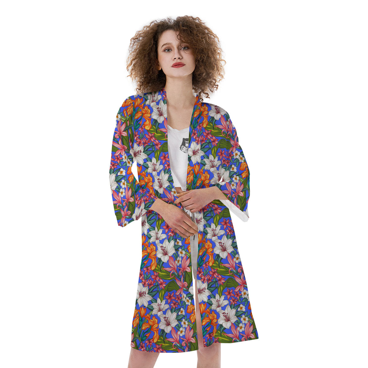 Flower Aloha Hawaiian Print Kimono-grizzshop