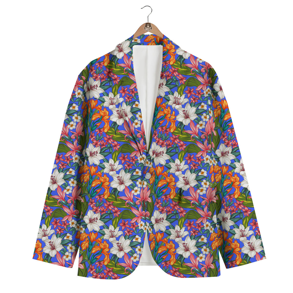 Flower Aloha Hawaiian Print Men's Blazer-grizzshop