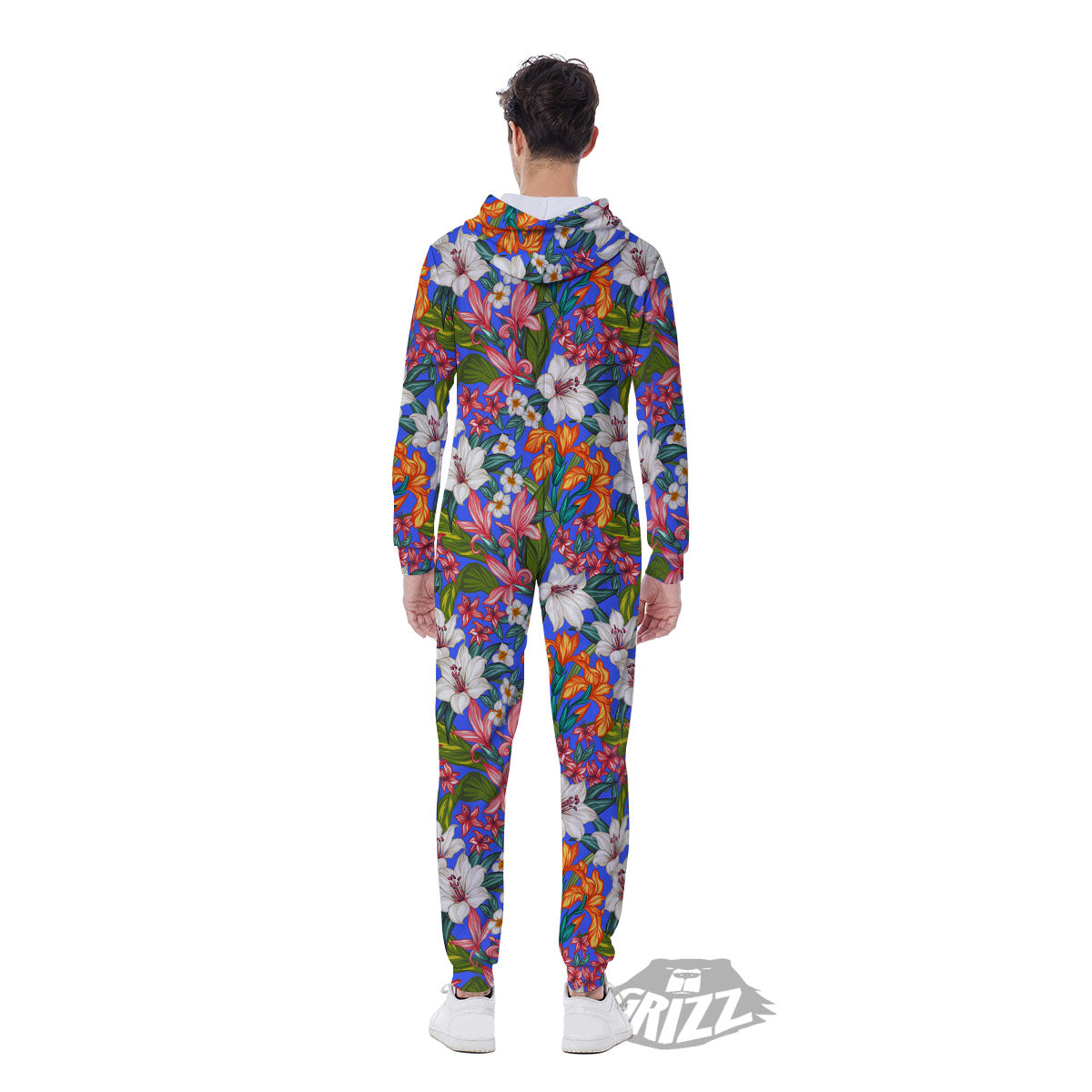 Flower Aloha Hawaiian Print Men's Jumpsuit-grizzshop