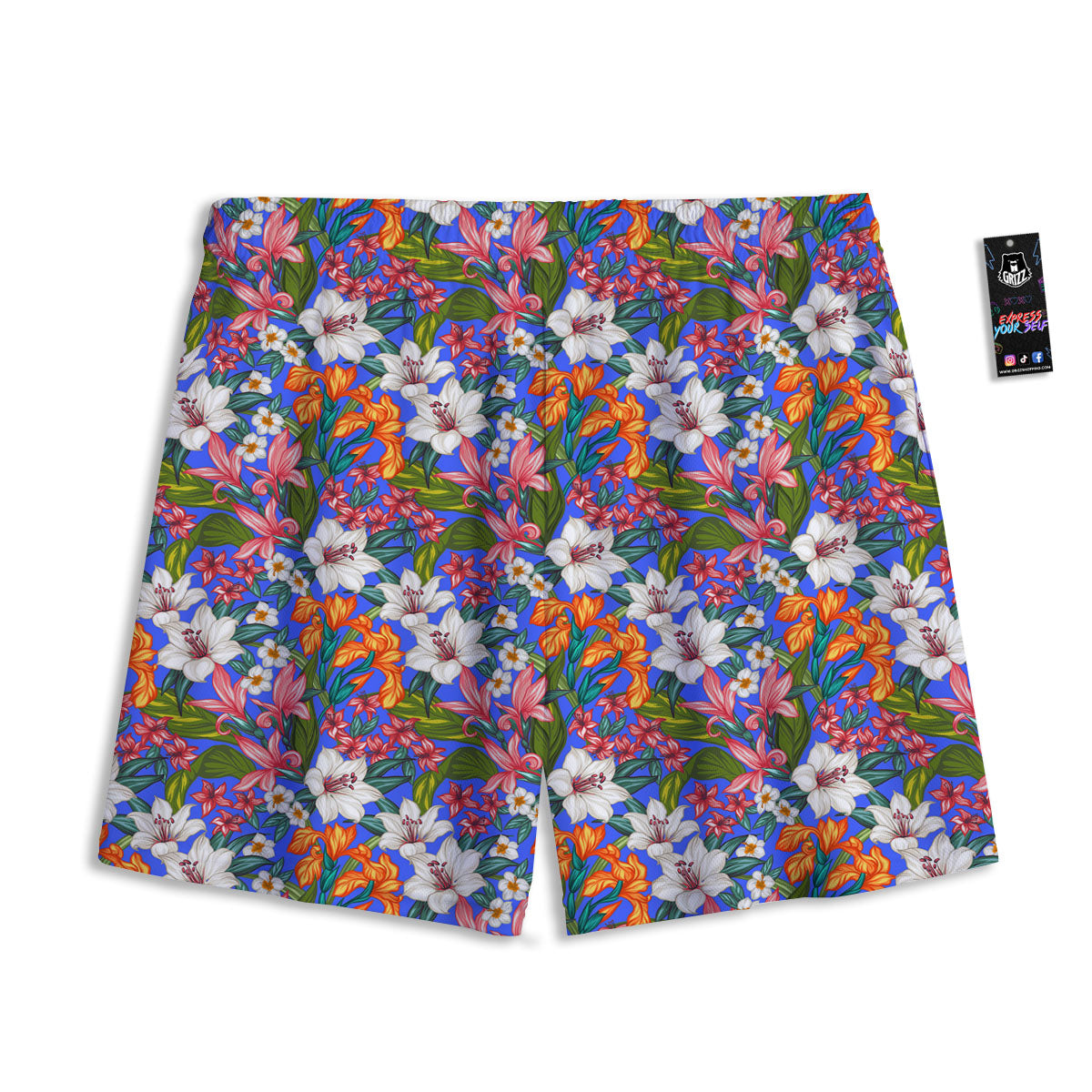 Flower Aloha Hawaiian Print Mesh Shorts-grizzshop