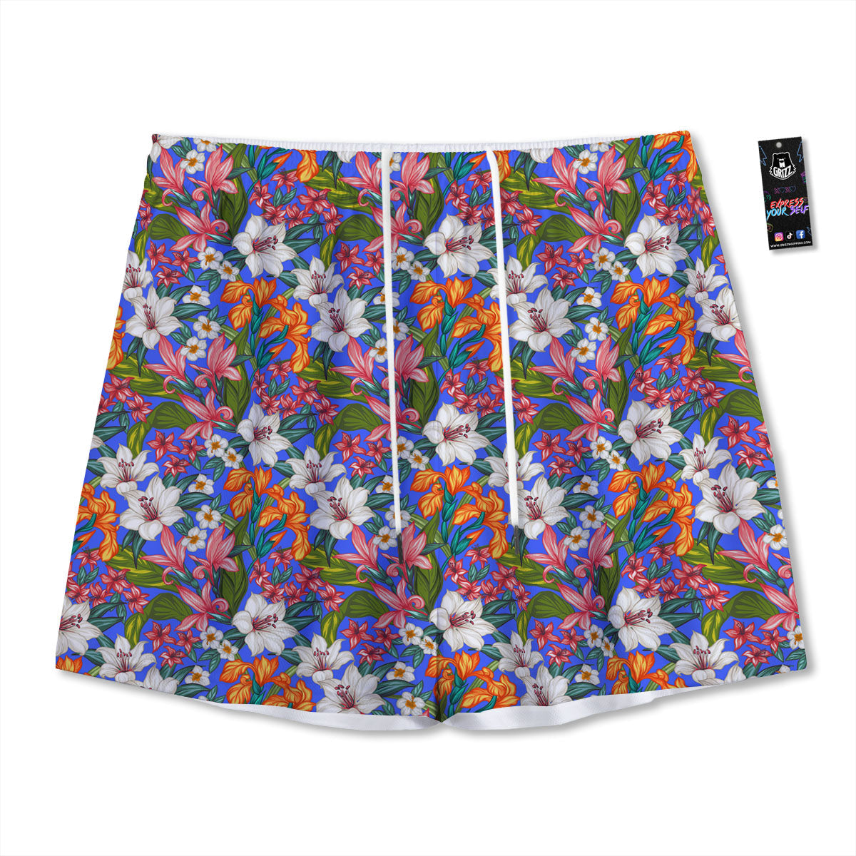 Flower Aloha Hawaiian Print Mesh Shorts-grizzshop