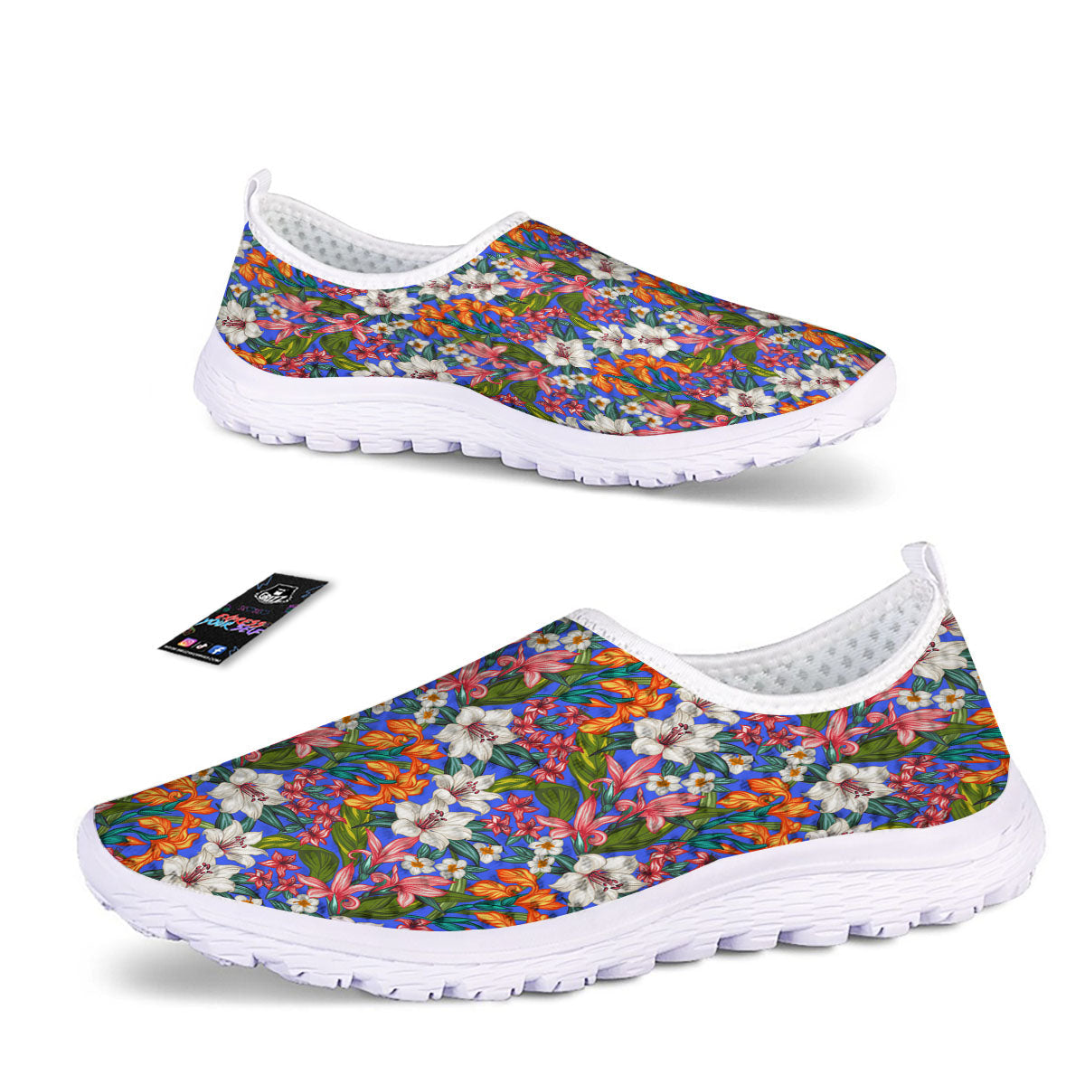 Flower Aloha Hawaiian Print Nurse Shoes-grizzshop