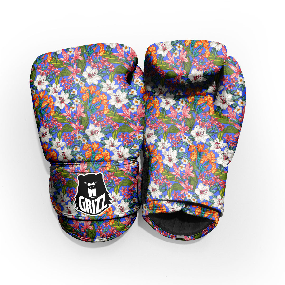 Flower Aloha Hawaiian Print Sparring Gloves-grizzshop