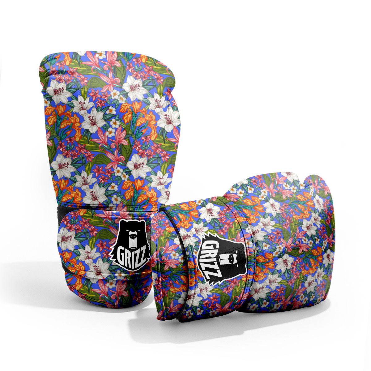 Flower Aloha Hawaiian Print Sparring Gloves-grizzshop