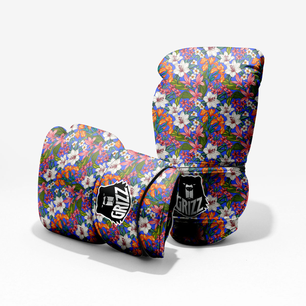 Flower Aloha Hawaiian Print Sparring Gloves-grizzshop