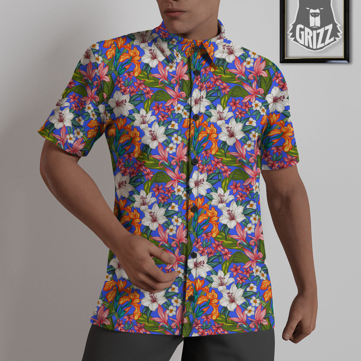 Flower Aloha Hawaiian Print Untucked Shirts-grizzshop