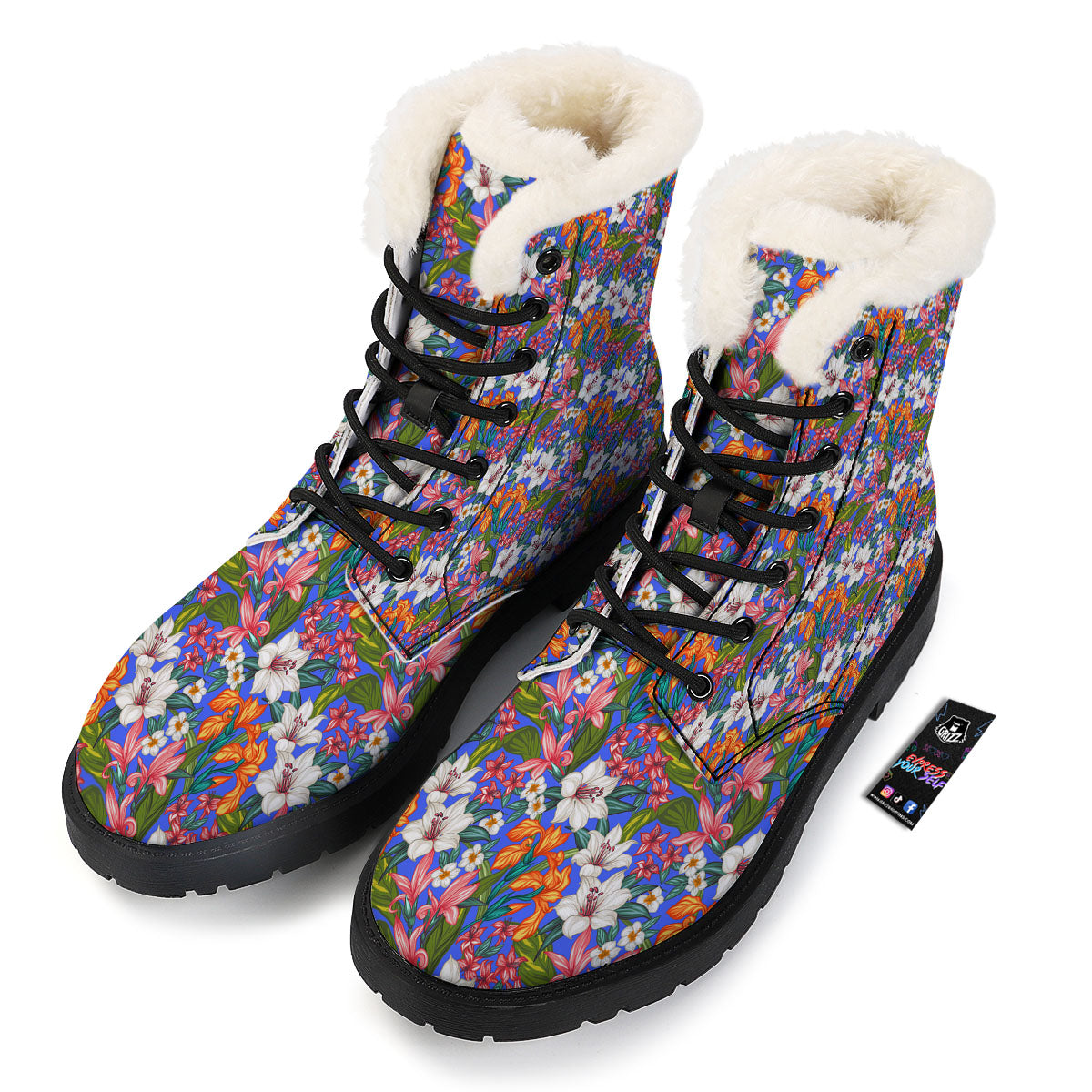 Flower Aloha Hawaiian Print Winter Boots-grizzshop