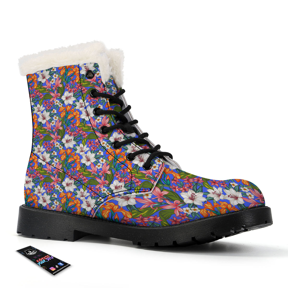 Flower Aloha Hawaiian Print Winter Boots-grizzshop