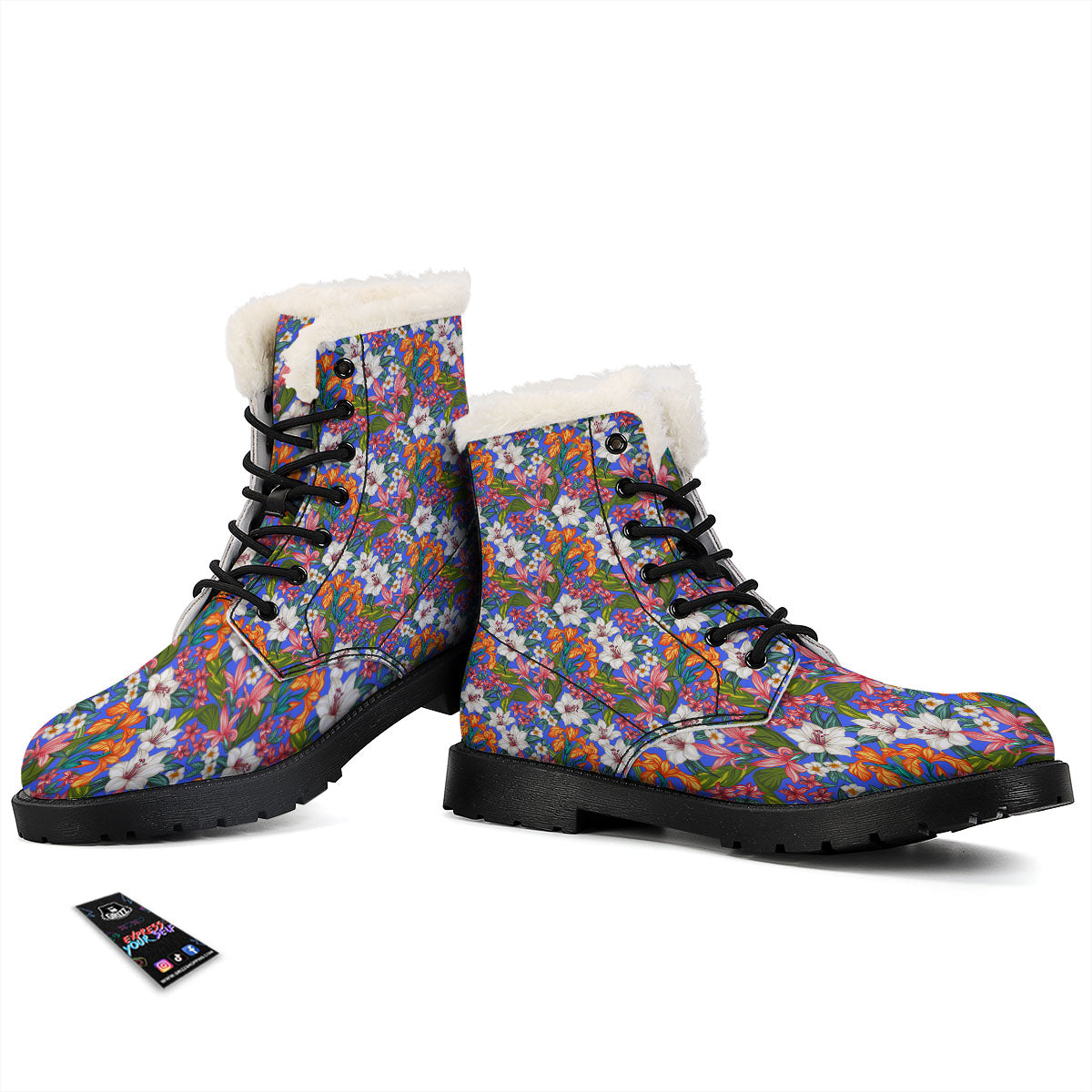 Flower Aloha Hawaiian Print Winter Boots-grizzshop
