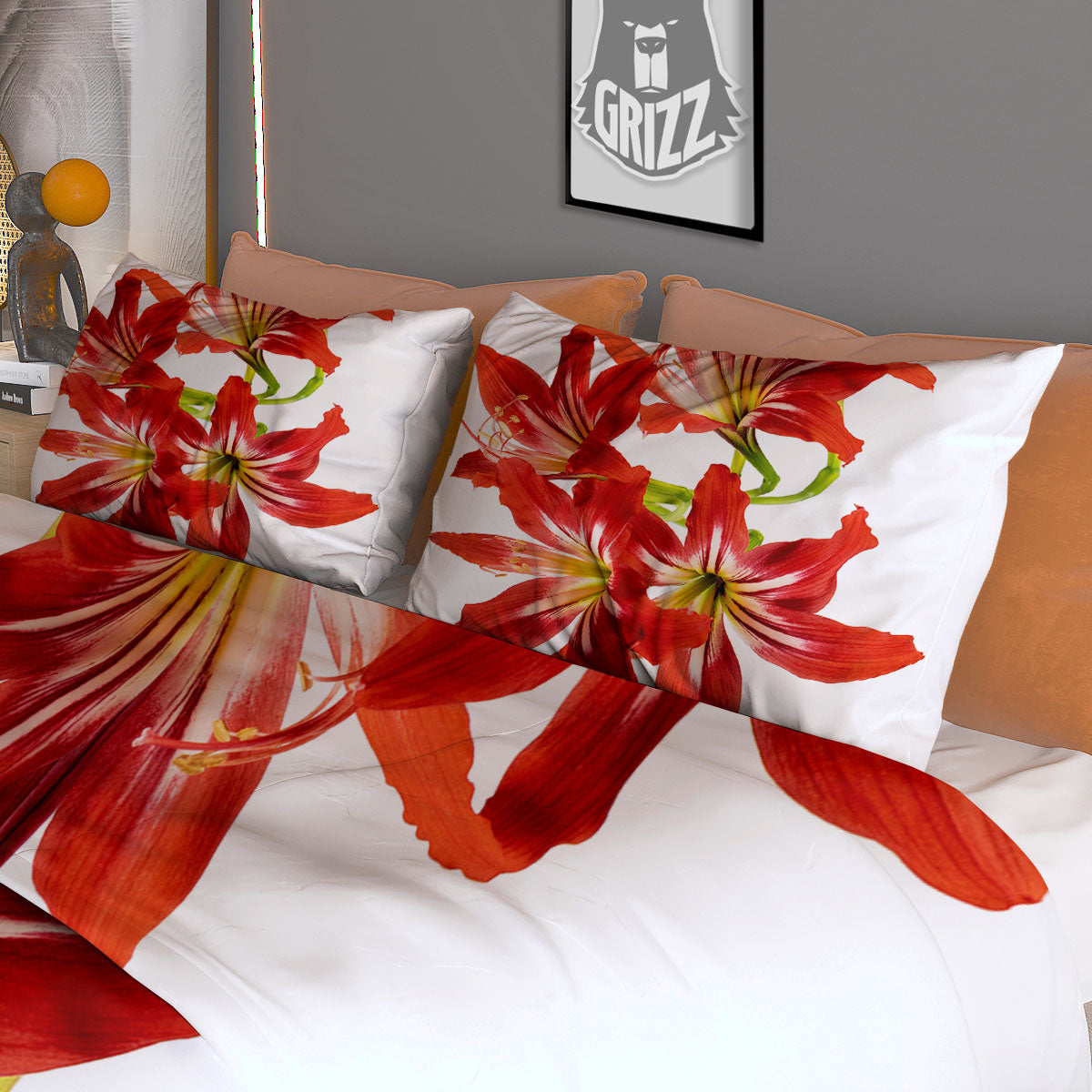 Flower Amaryllis Print Duvet Cover Bedding Set
