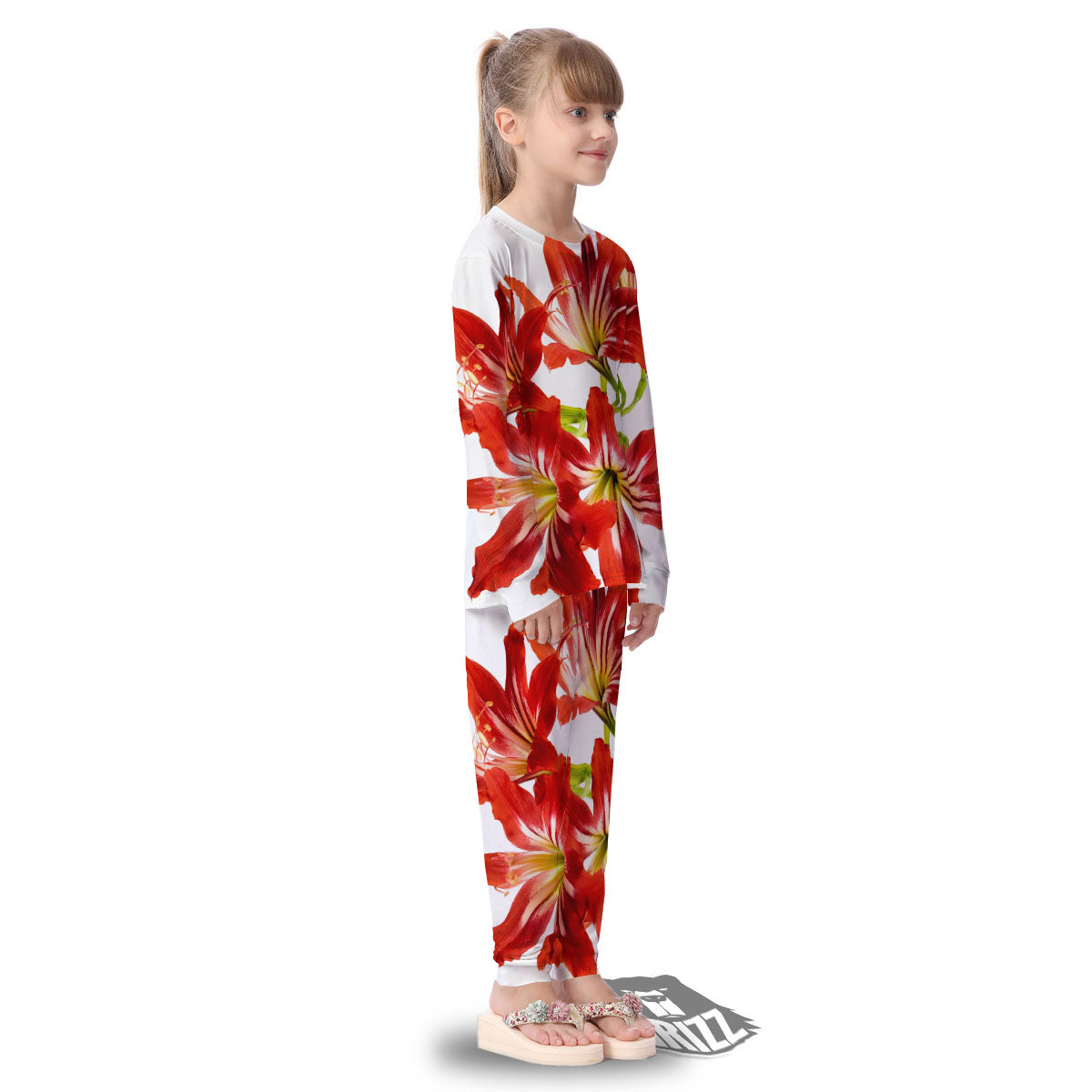 Flower Amaryllis Print Kid's Pajamas-grizzshop