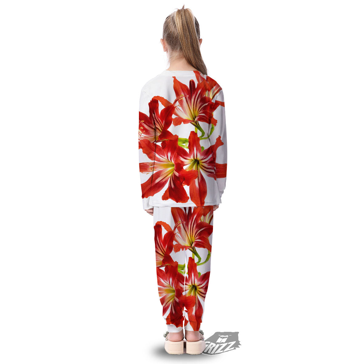 Flower Amaryllis Print Kid's Pajamas-grizzshop