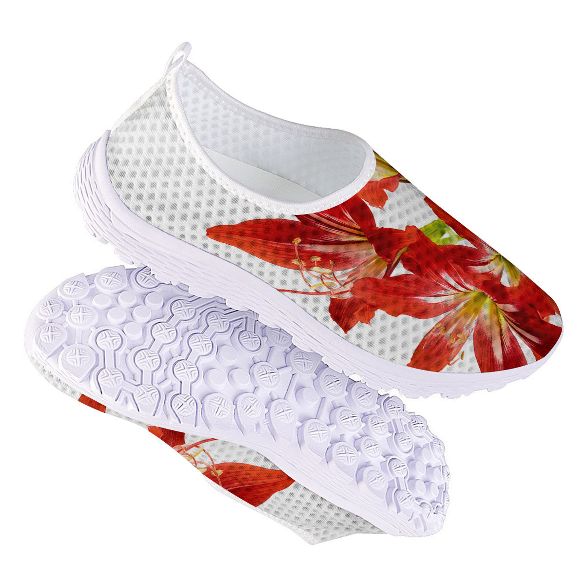 Flower Amaryllis Print Nurse Shoes-grizzshop