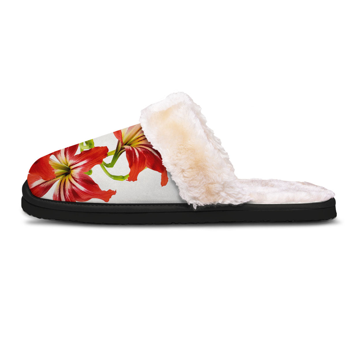 Flower Amaryllis Print Slippers-grizzshop
