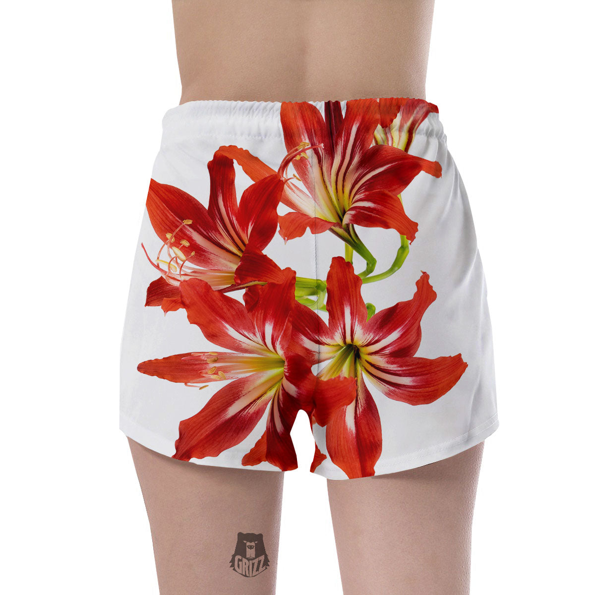 Flower Amaryllis Print Women's Shorts-grizzshop