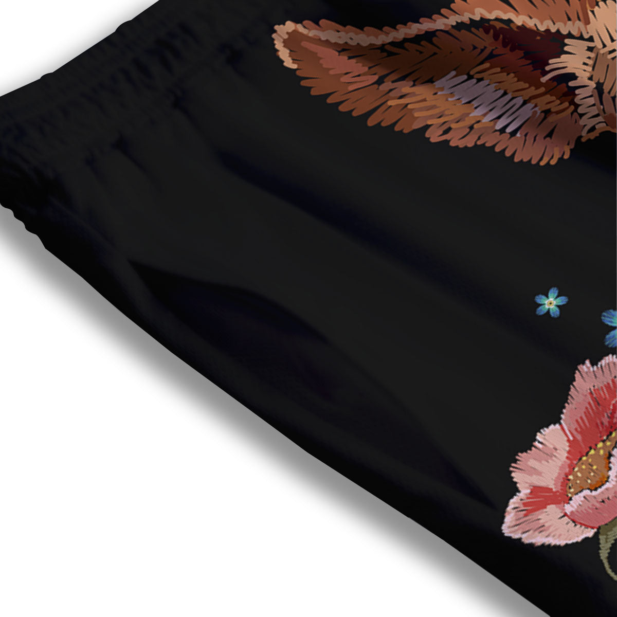 Flower And Chihuahua Embroidery Print Mesh Shorts