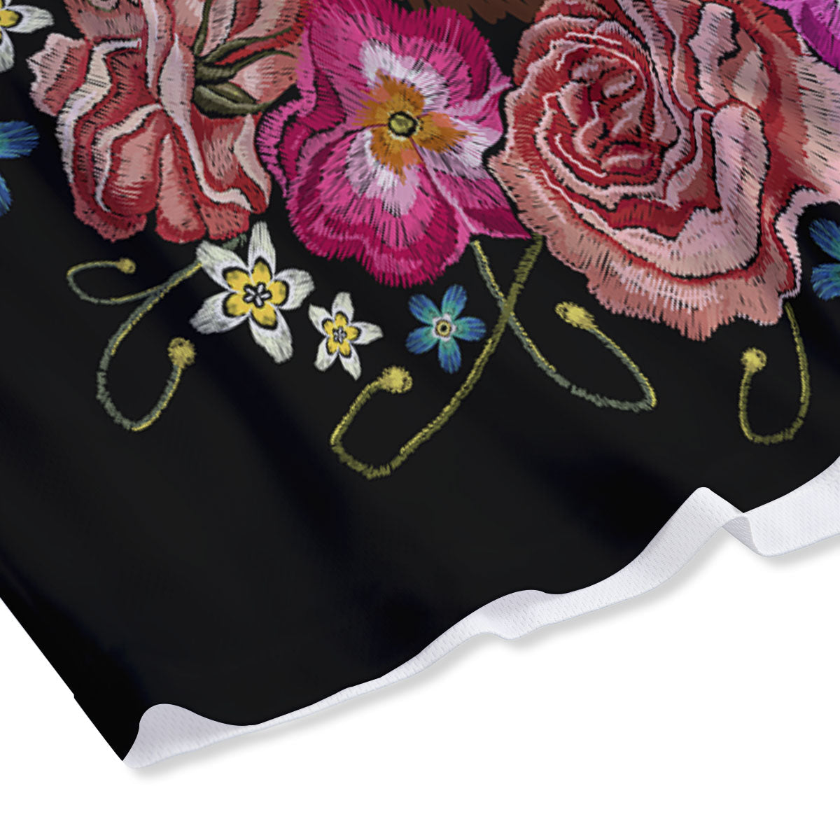 Flower And Chihuahua Embroidery Print Mesh Shorts