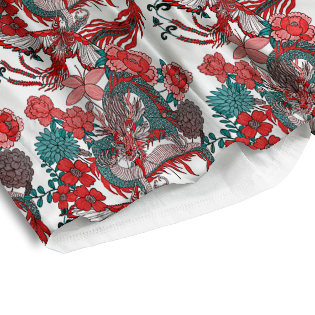 Flower And Chinese Dragon Print Pattern Men's Athletic Shorts-grizzshop