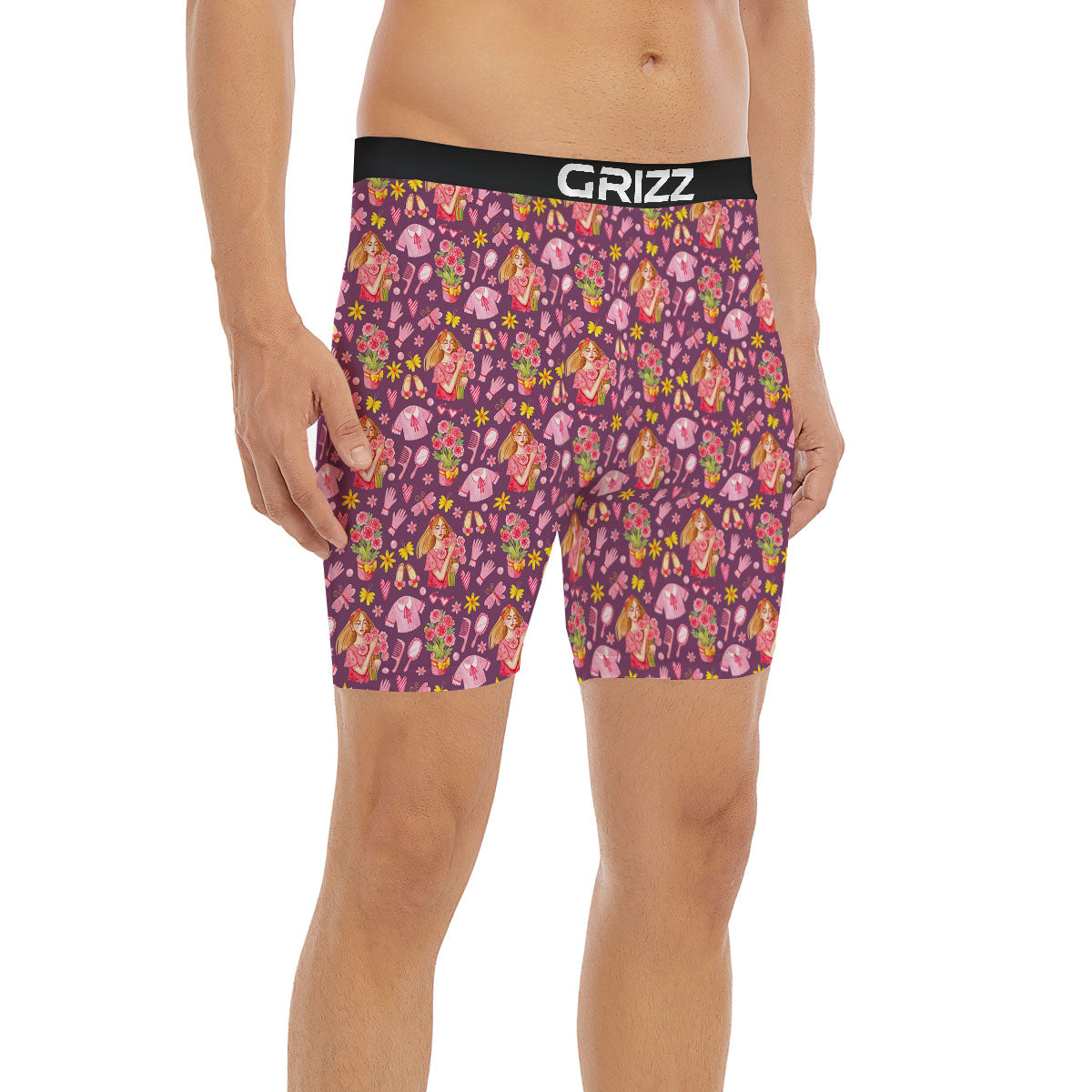 Flower And Girly Print Pattern Boxer Briefs-grizzshop