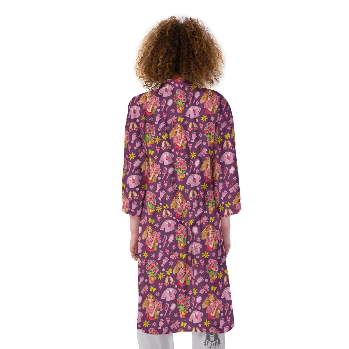 Flower And Girly Print Pattern Kimono-grizzshop