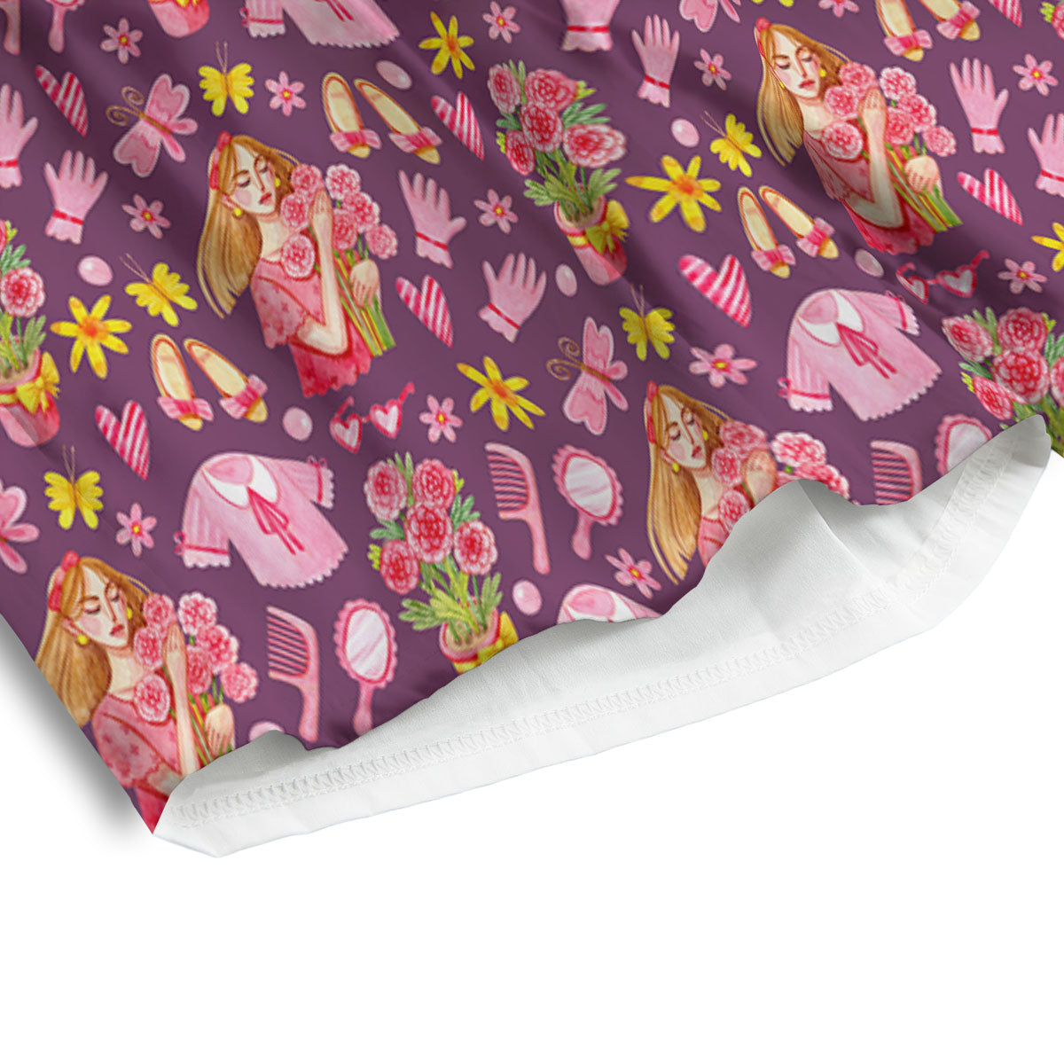 Flower And Girly Print Pattern Men's Athletic Shorts-grizzshop