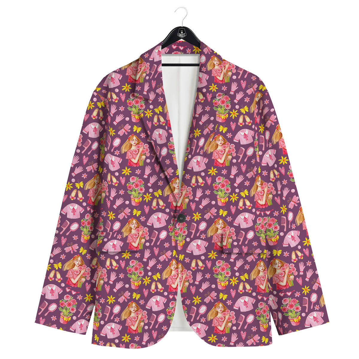 Flower And Girly Print Pattern Men's Sport Coat-grizzshop